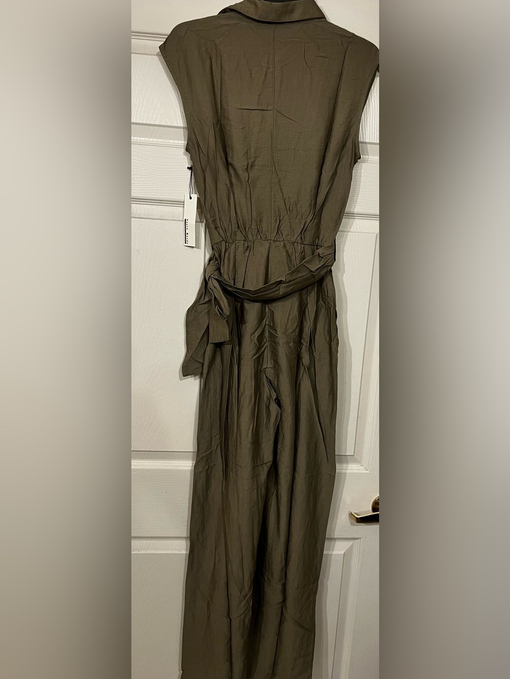 Haute Monde Sleeveless Wrap Jumpsuit in Olive - Picture 5 of 5